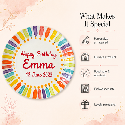 Personalized Hand-Painted Ceramic Birthday Plate - PN04