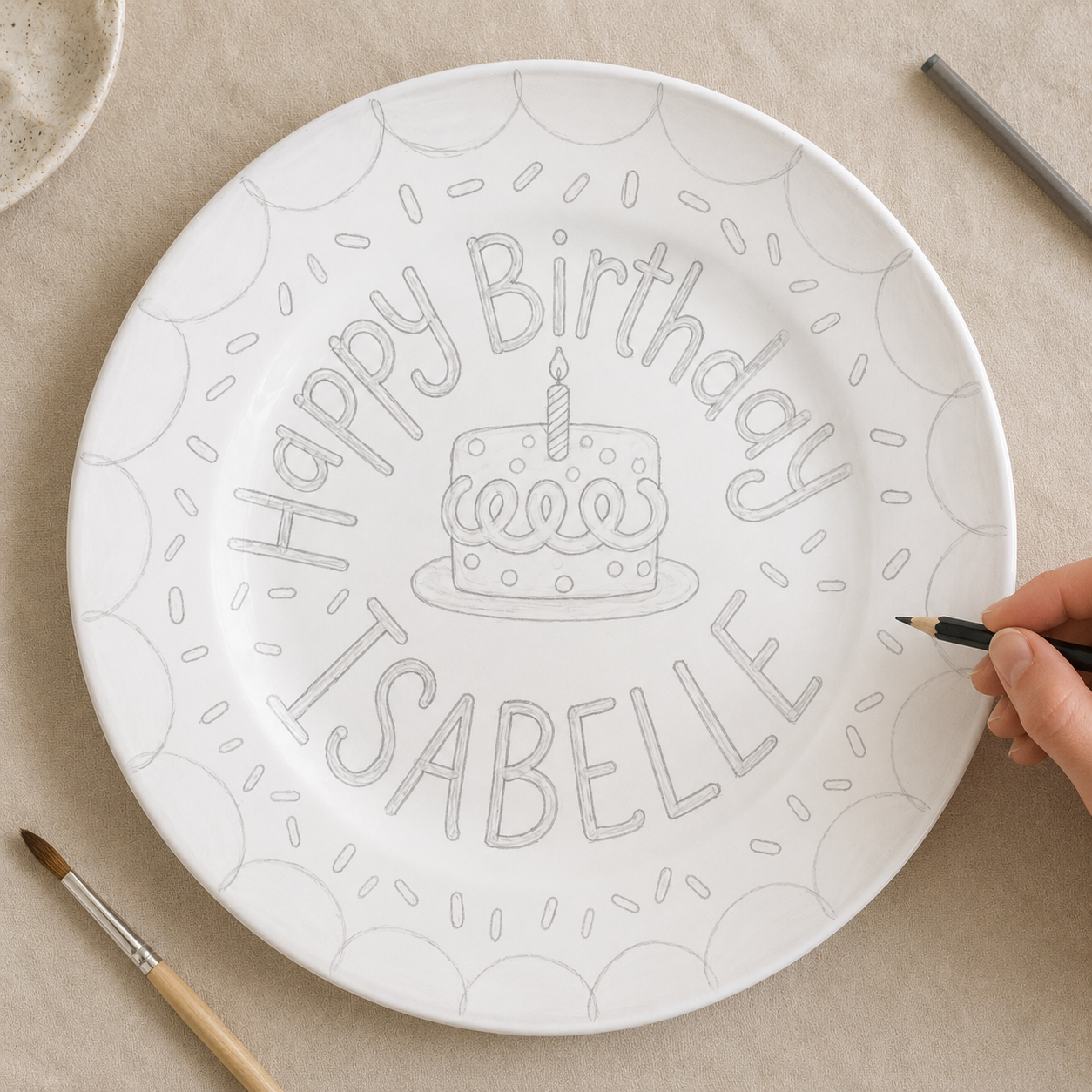 Personalized Hand-Painted Ceramic Birthday Plate - PN02