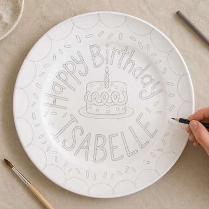 Personalized Hand-Painted Ceramic Birthday Plate - PN02