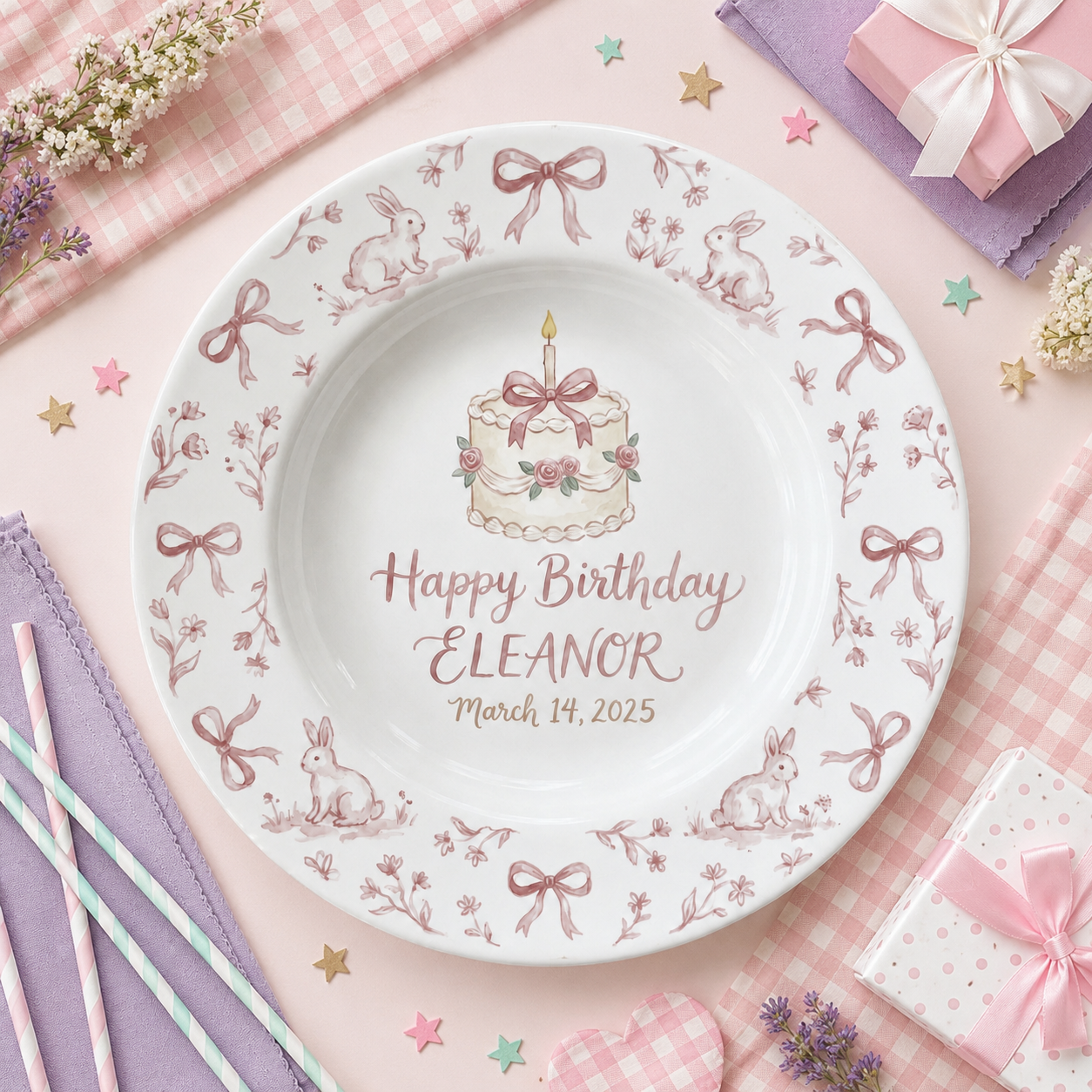 Personalized Hand-Painted Ceramic Birthday Plate - PN06