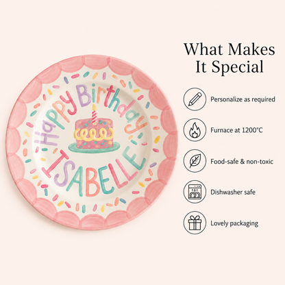 Personalized Hand-Painted Ceramic Birthday Plate - PN01