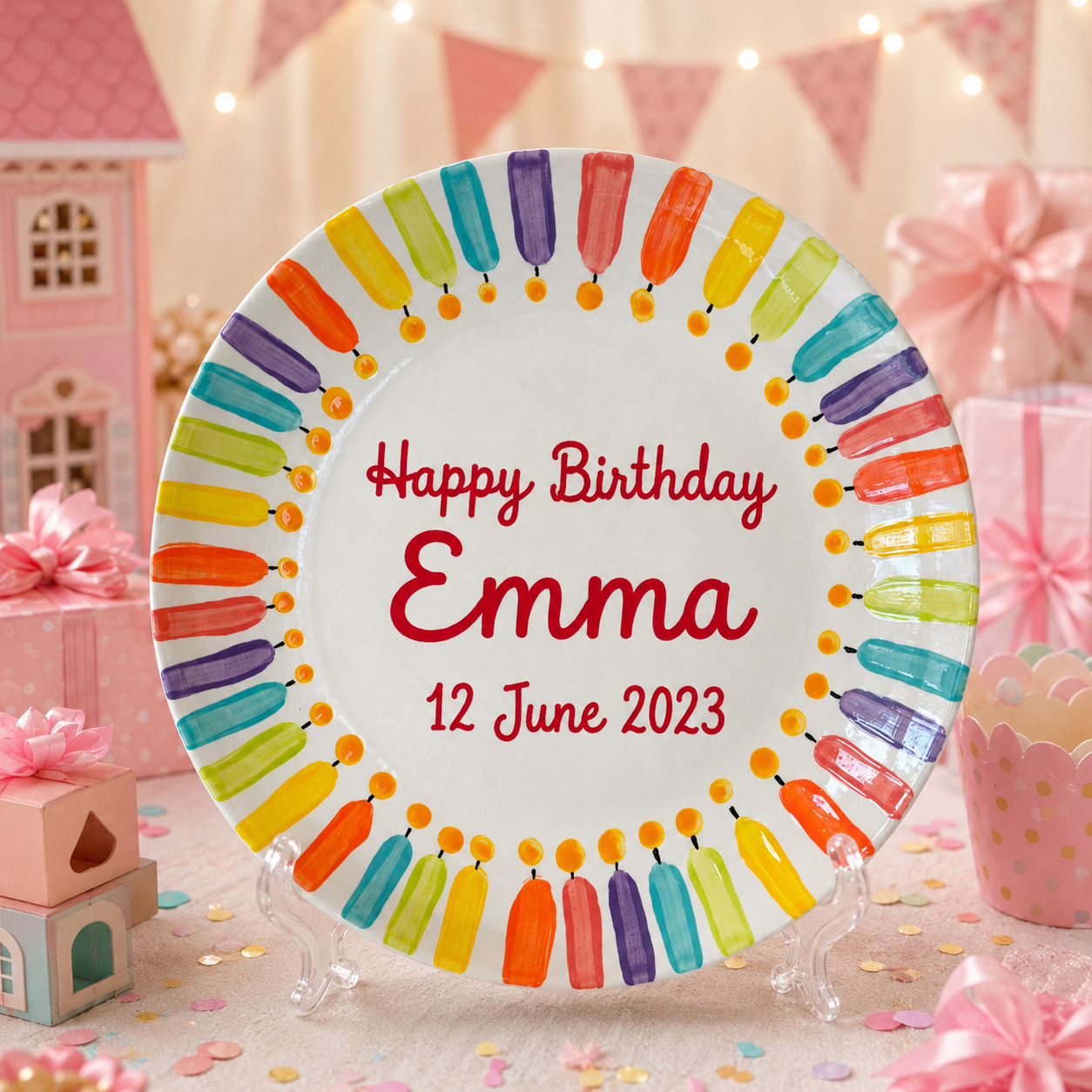 Personalized Hand-Painted Ceramic Birthday Plate - PN04