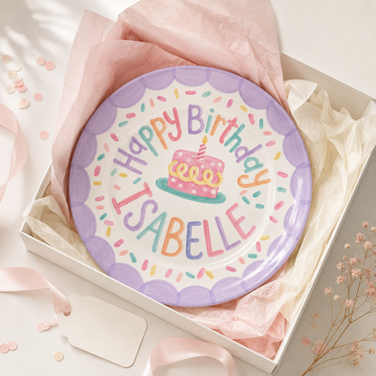 Personalized Hand-Painted Ceramic Birthday Plate - PN02