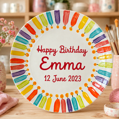 Personalized Hand-Painted Ceramic Birthday Plate - PN04