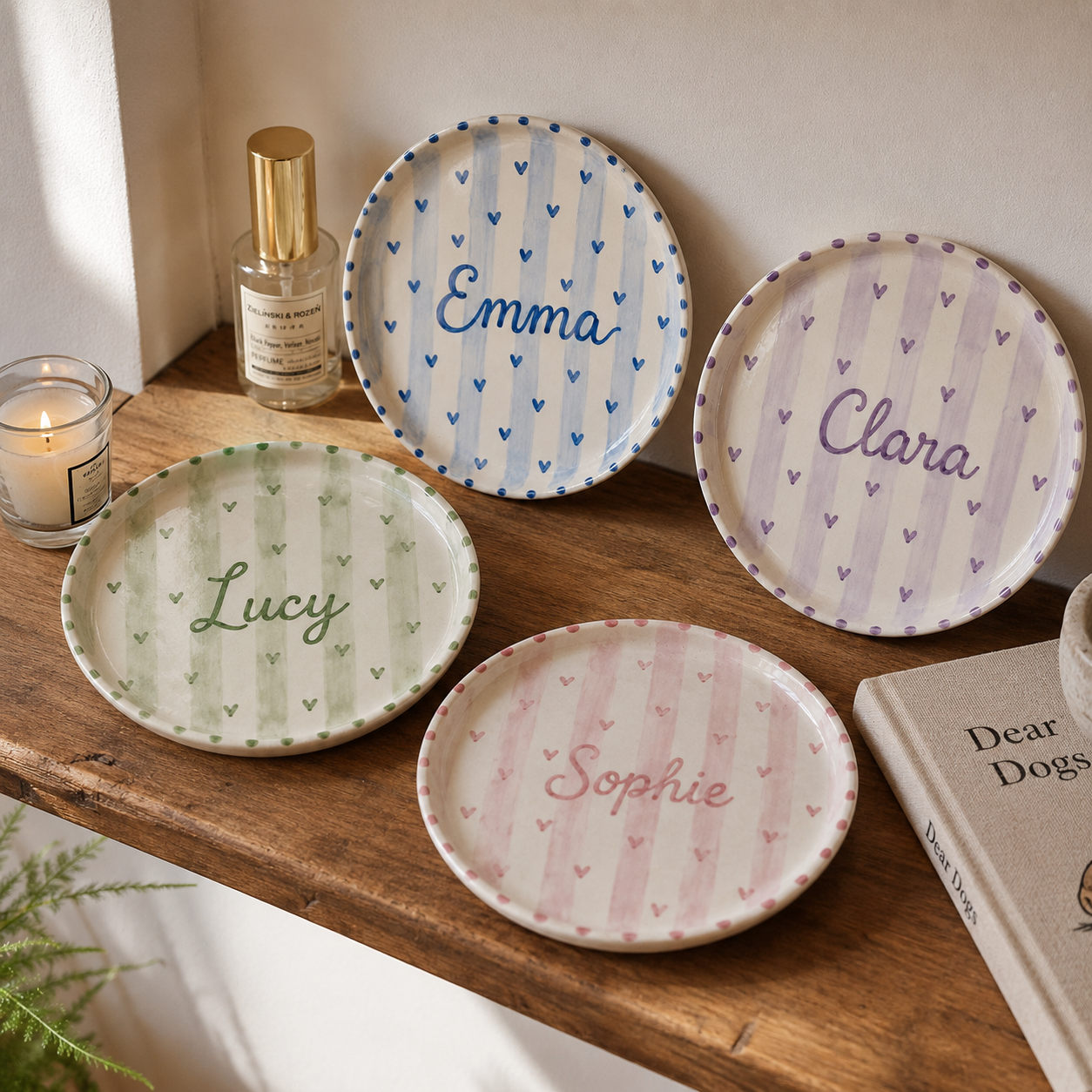 Pastel personalized ceramic name plate collection