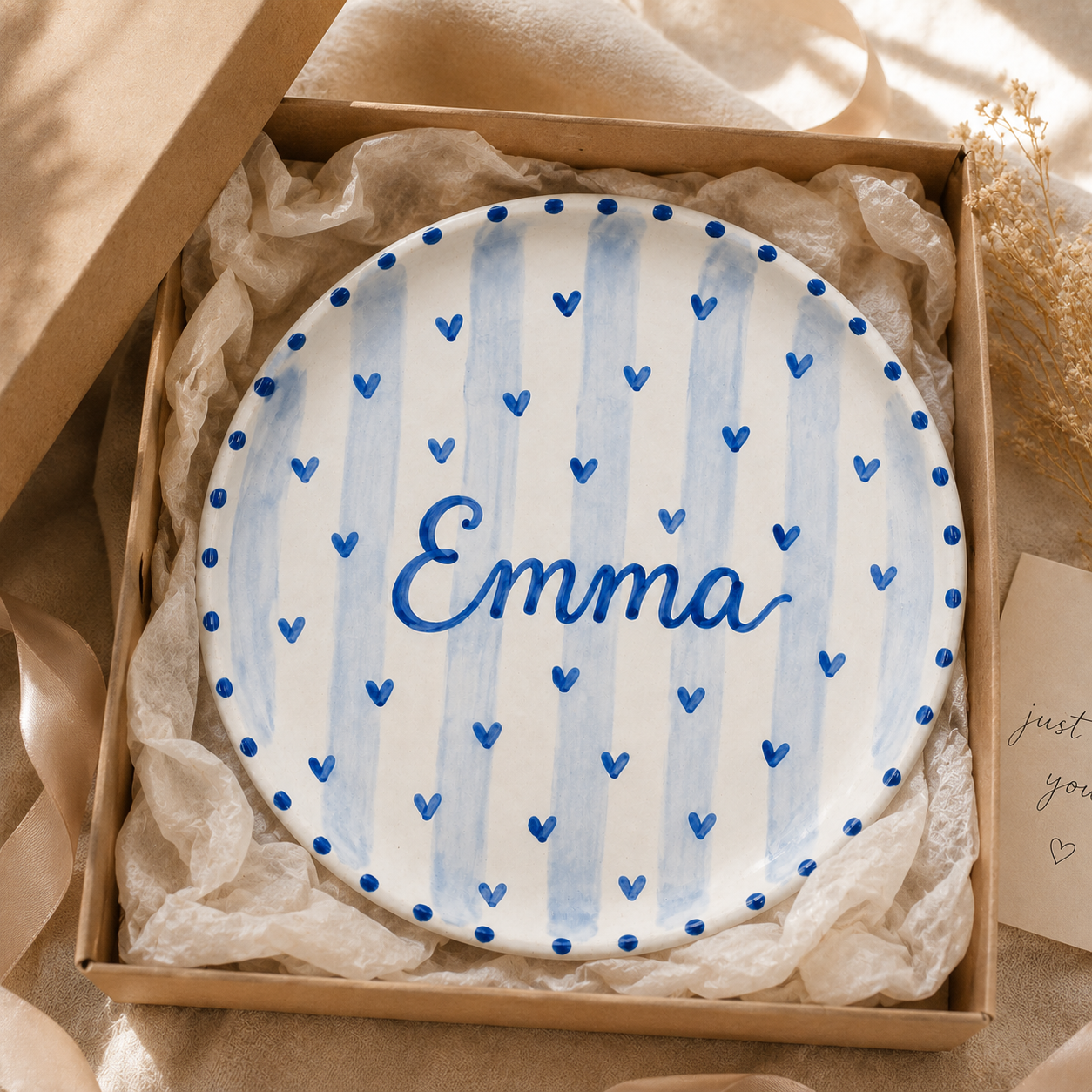 Gift boxed personalized ceramic name plate