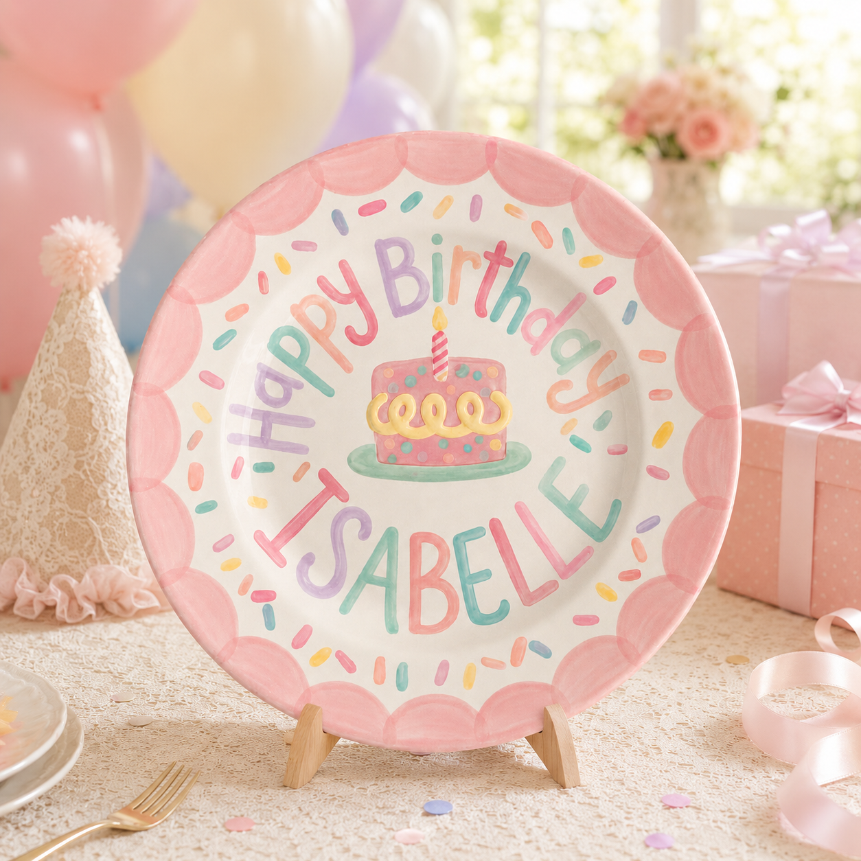 Personalized Hand-Painted Ceramic Birthday Plate - PN01