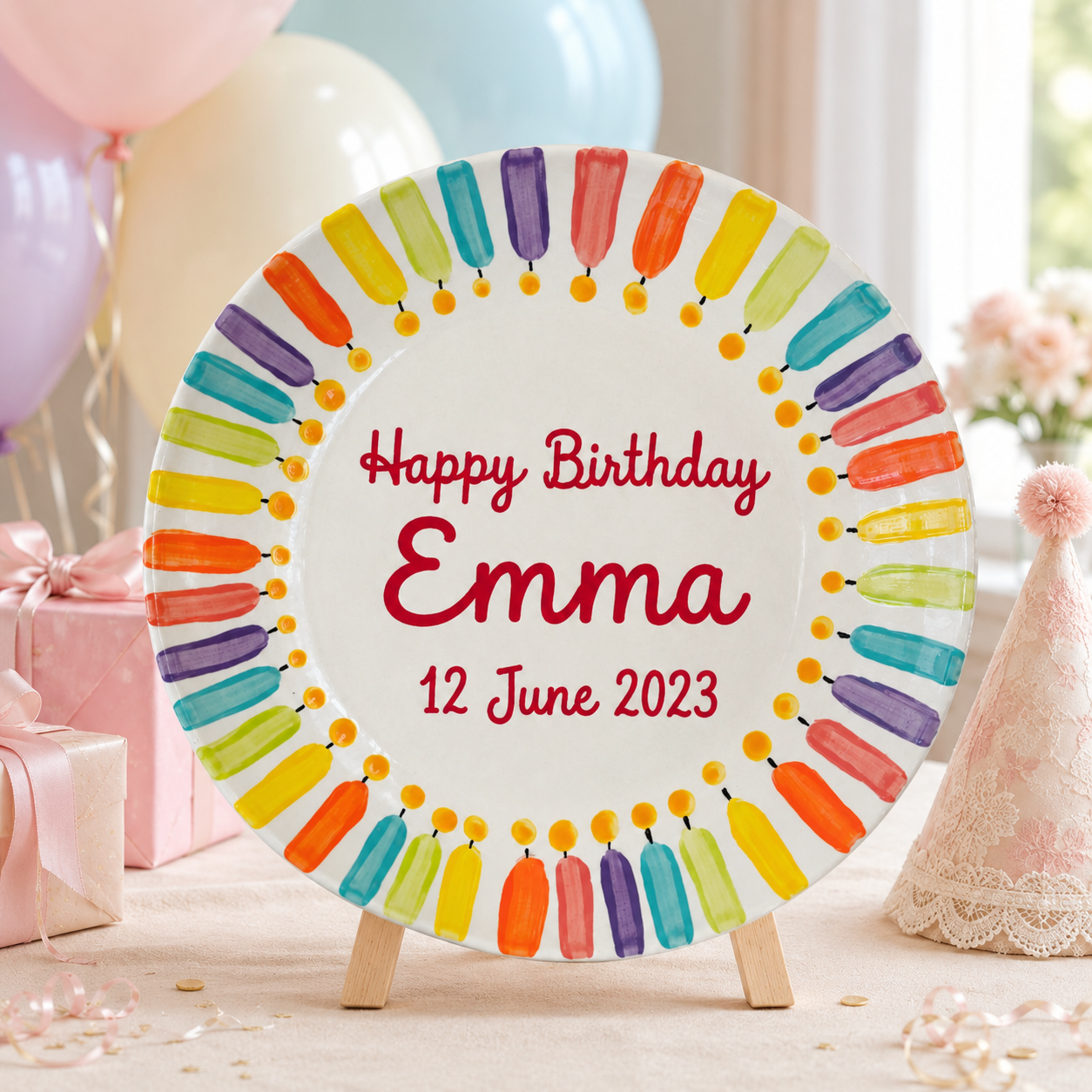 Personalized Hand-Painted Ceramic Birthday Plate - PN04