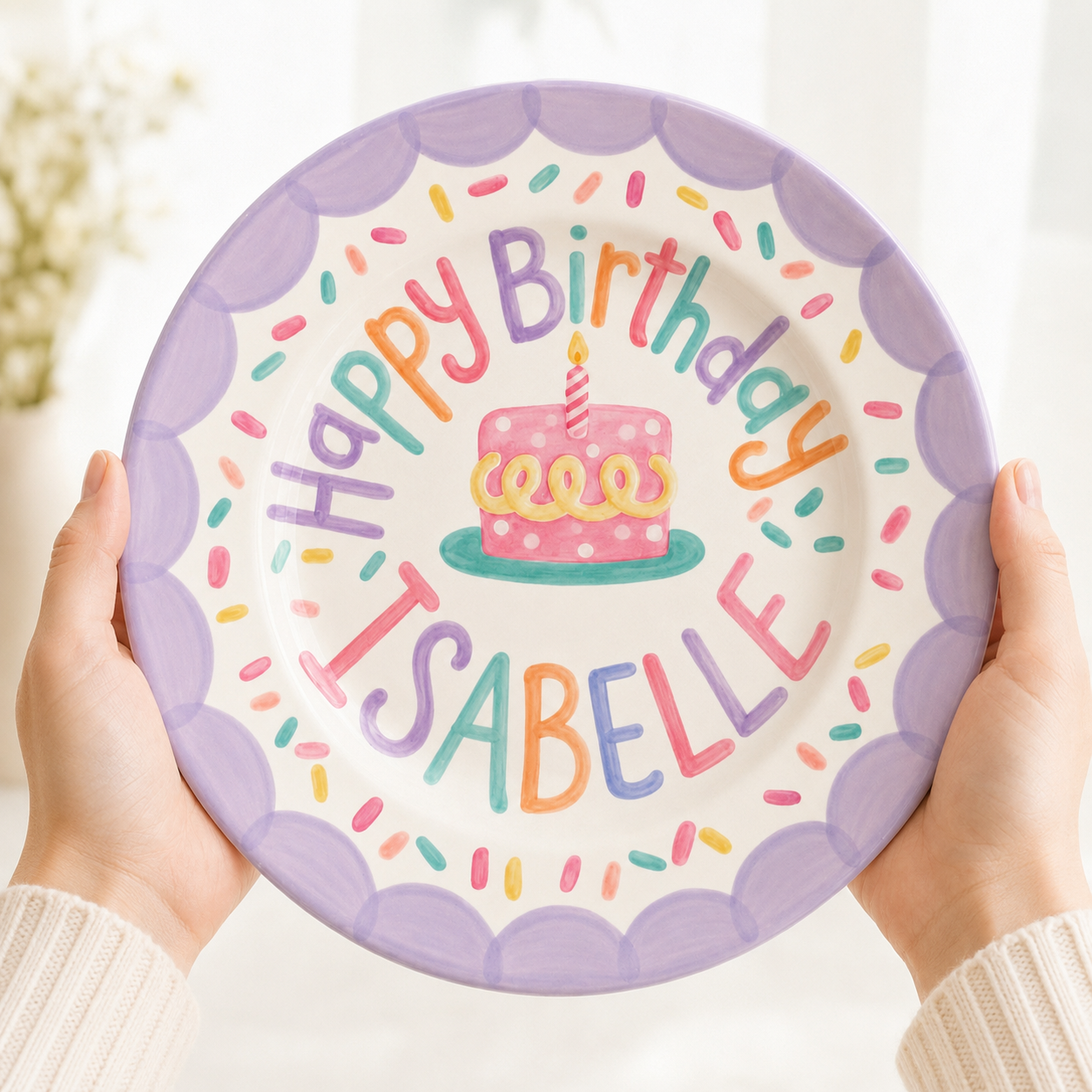 Personalized Hand-Painted Ceramic Birthday Plate - PN02