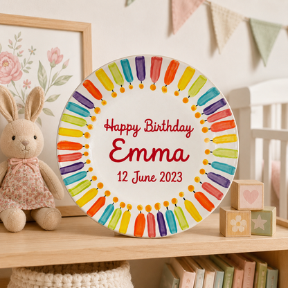 Personalized Hand-Painted Ceramic Birthday Plate - PN04