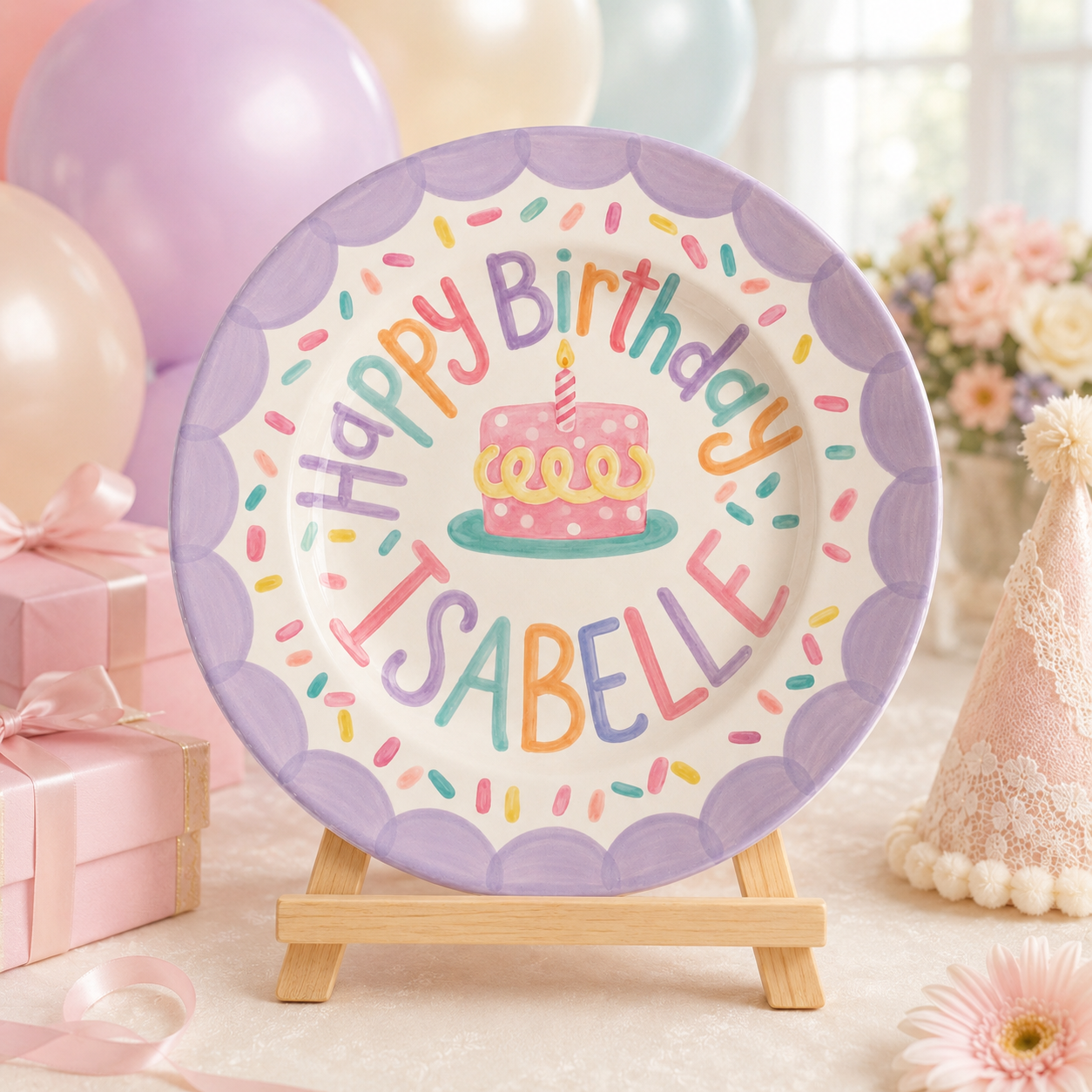Personalized Hand-Painted Ceramic Birthday Plate - PN02