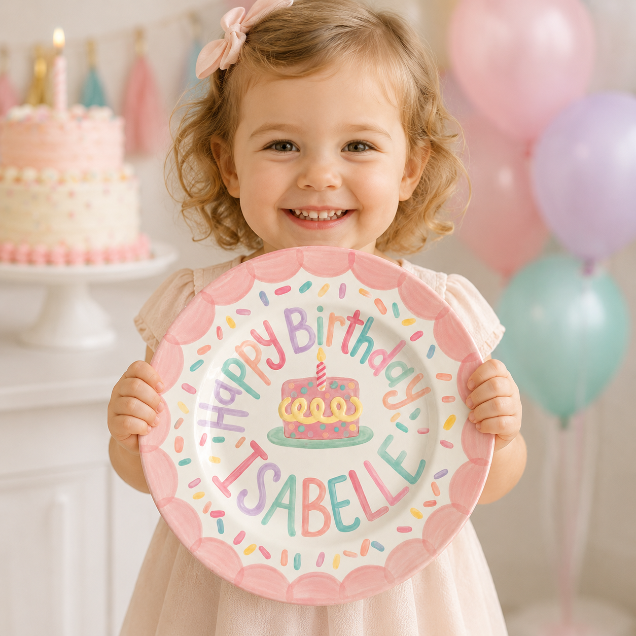 Personalized Hand-Painted Ceramic Birthday Plate - PN01
