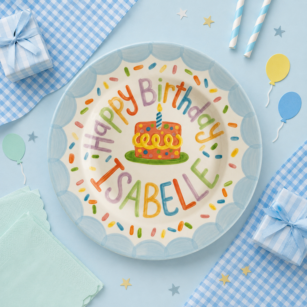 Personalized Hand-Painted Ceramic Birthday Plate - PN03