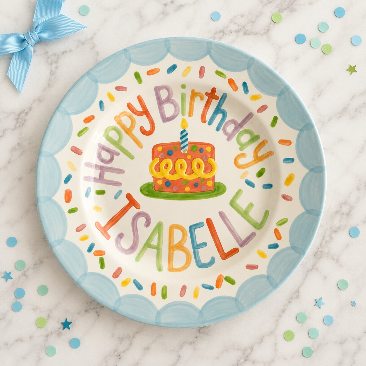 Personalized Hand-Painted Ceramic Birthday Plate - PN03
