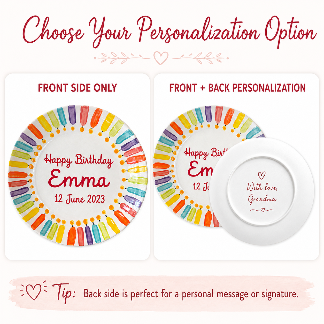 Personalized Hand-Painted Ceramic Birthday Plate - PN04
