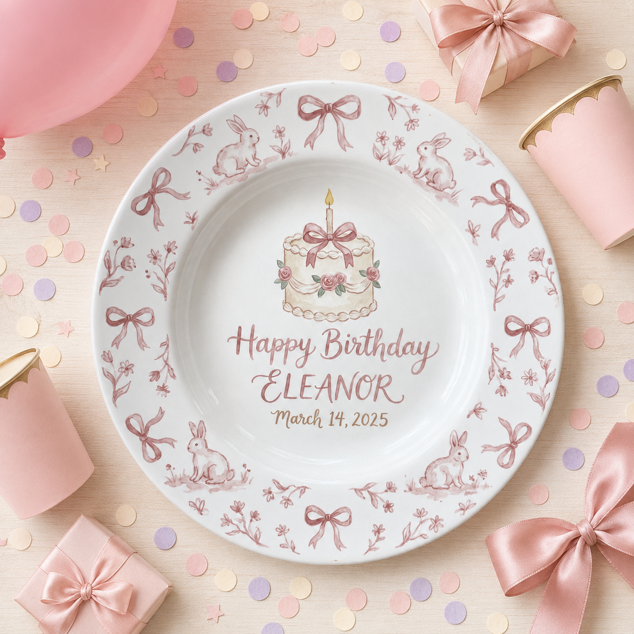 Personalized Hand-Painted Ceramic Birthday Plate - PN06