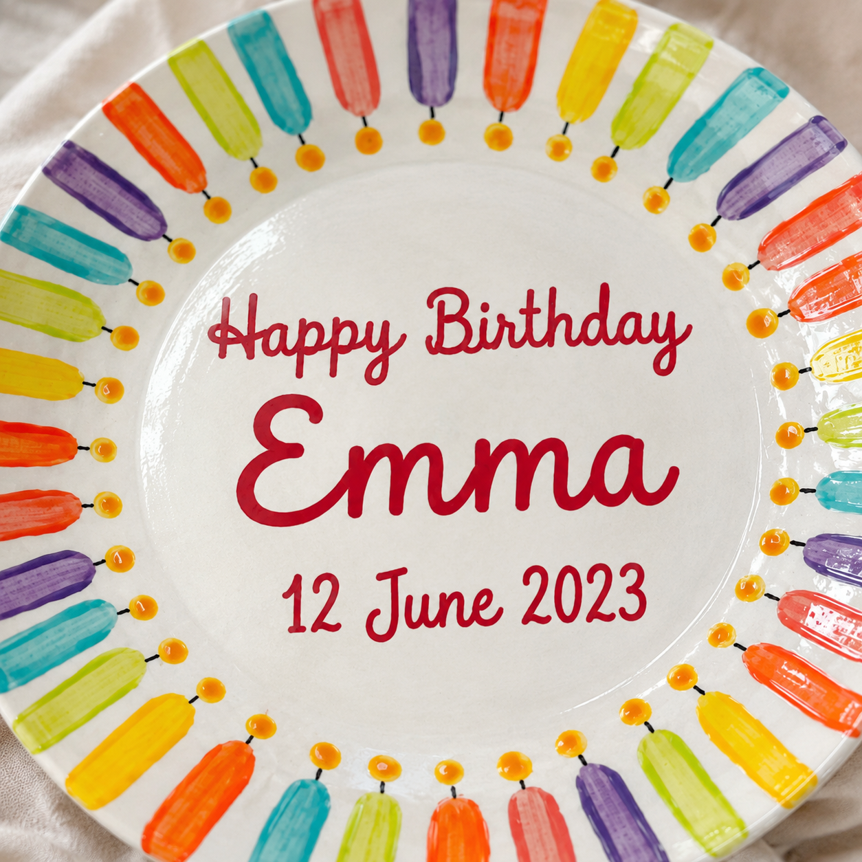 Personalized Hand-Painted Ceramic Birthday Plate - PN04