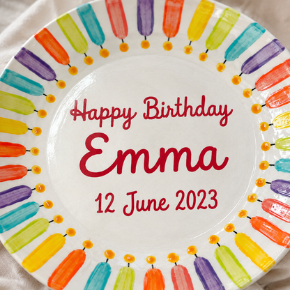 Personalized Hand-Painted Ceramic Birthday Plate - PN04