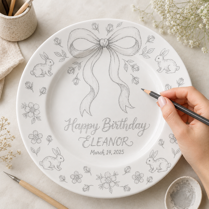 Personalized Hand-Painted Ceramic Birthday Plate - PN05