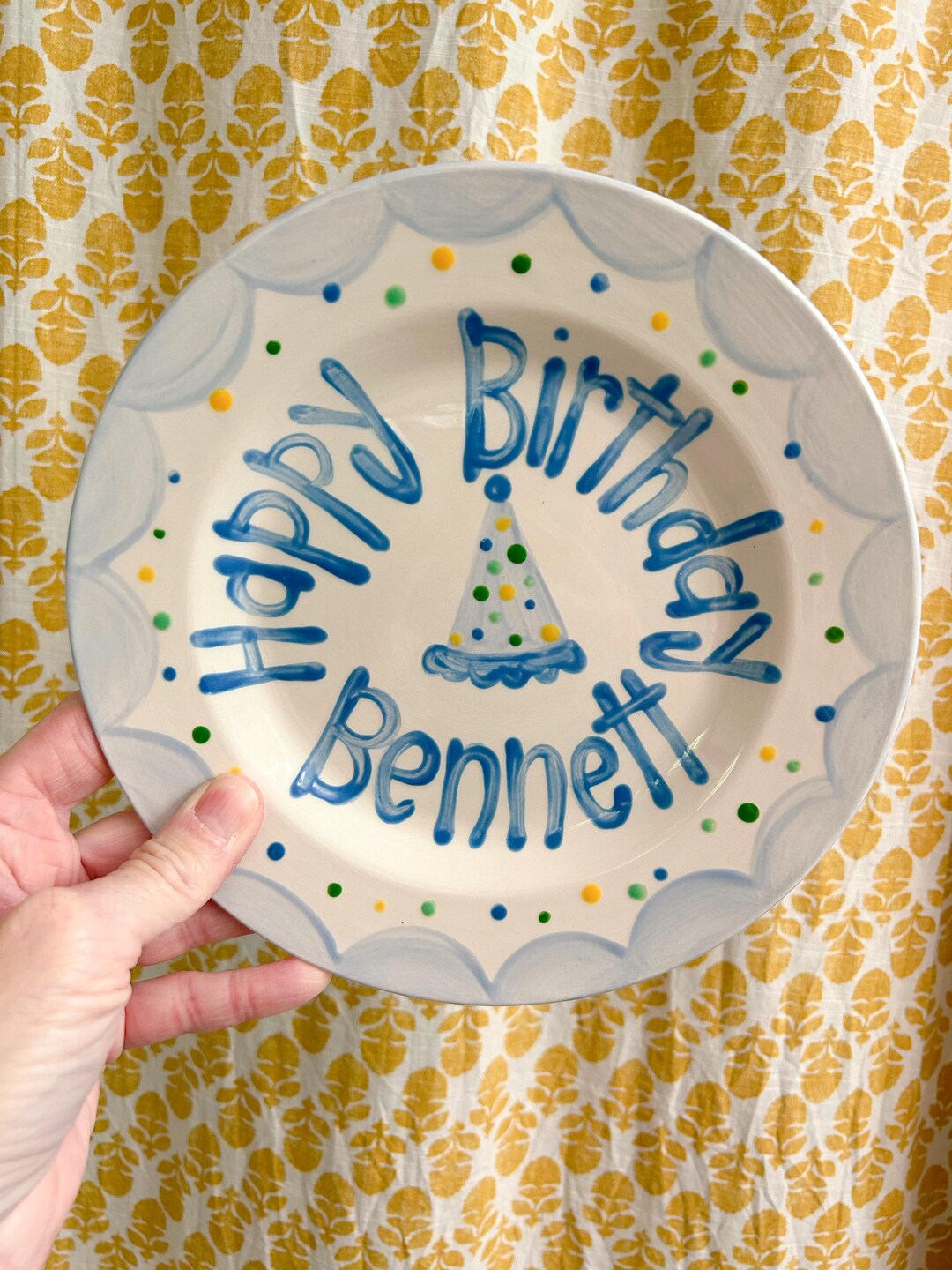 Personalized Hand-Painted Ceramic Birthday Plate - PN22