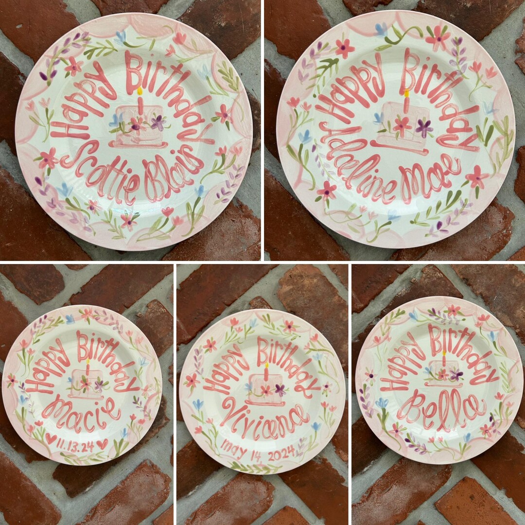 Personalized Hand-Painted Ceramic Birthday Plate - PN20