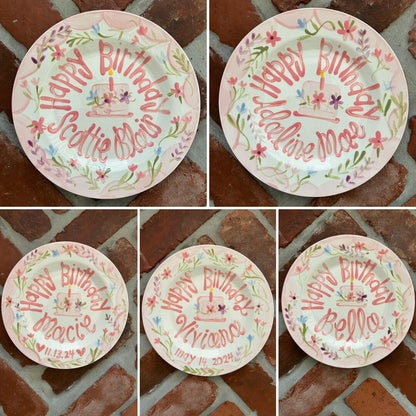 Personalized Hand-Painted Ceramic Birthday Plate - PN20
