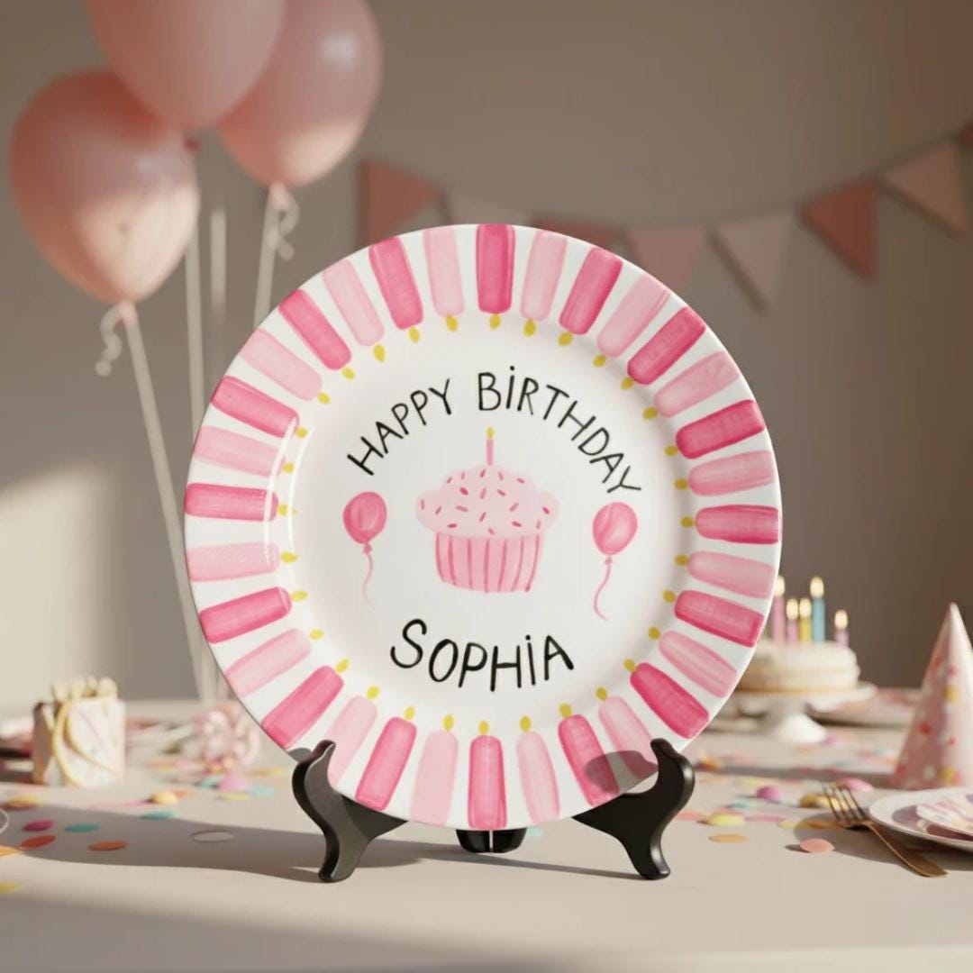 Personalized Hand-Painted Ceramic Birthday Plate - PN11