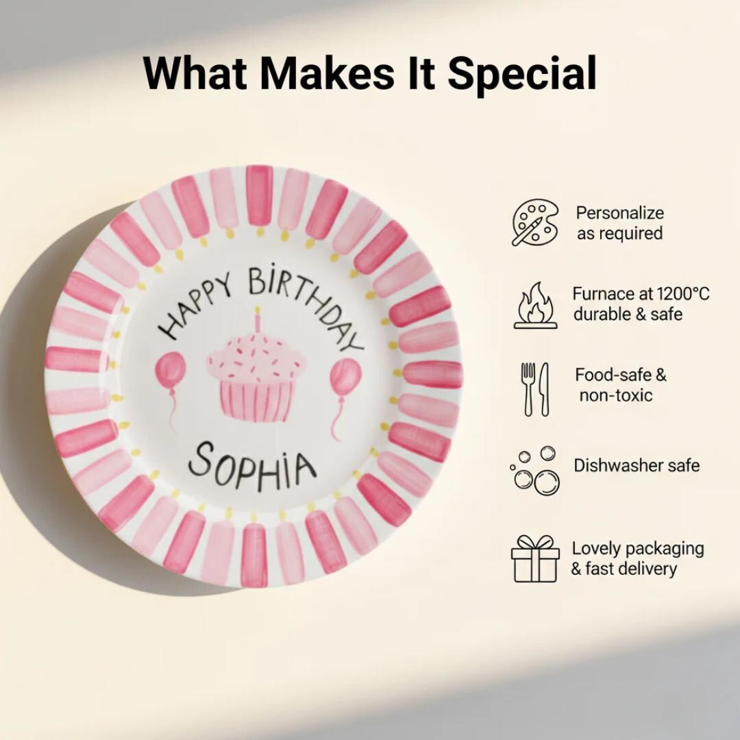 Personalized Hand-Painted Ceramic Birthday Plate - PN11
