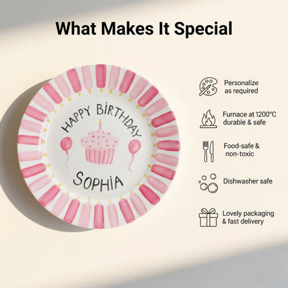 Personalized Hand-Painted Ceramic Birthday Plate - PN11