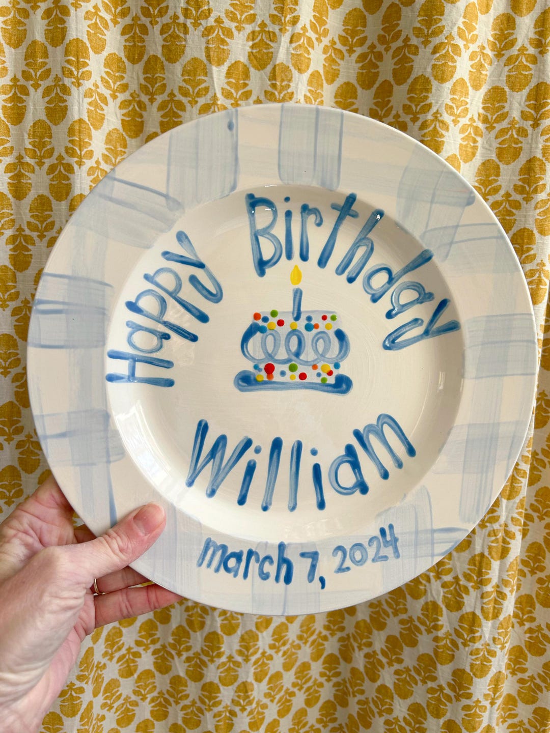 Personalized Hand-Painted Ceramic Birthday Plate - PN19
