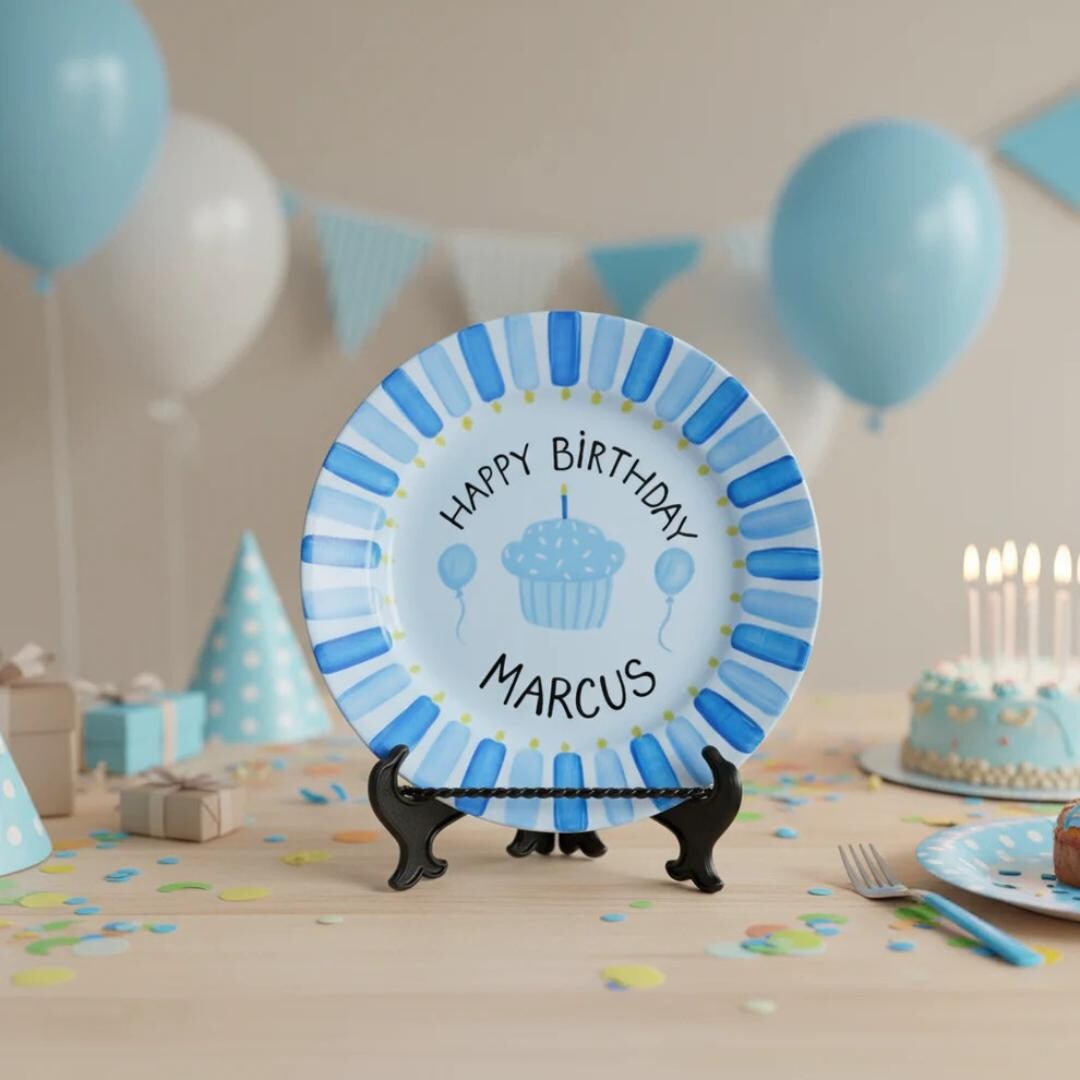 Personalized Hand-Painted Ceramic Birthday Plate - PN11