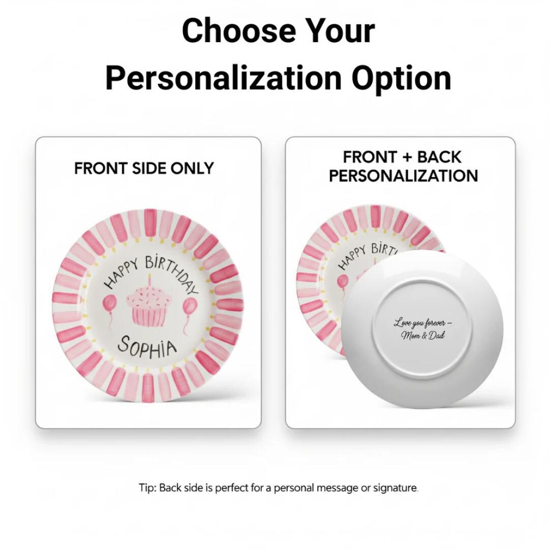 Personalized Hand-Painted Ceramic Birthday Plate - PN11