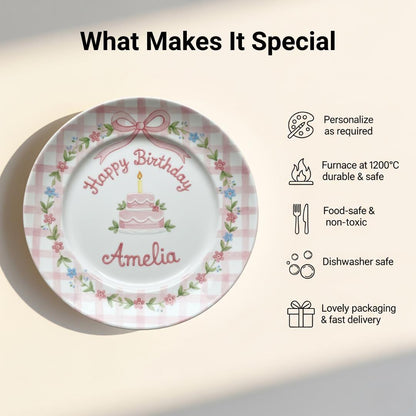 Personalized Hand-Painted Ceramic Birthday Plate - PN10
