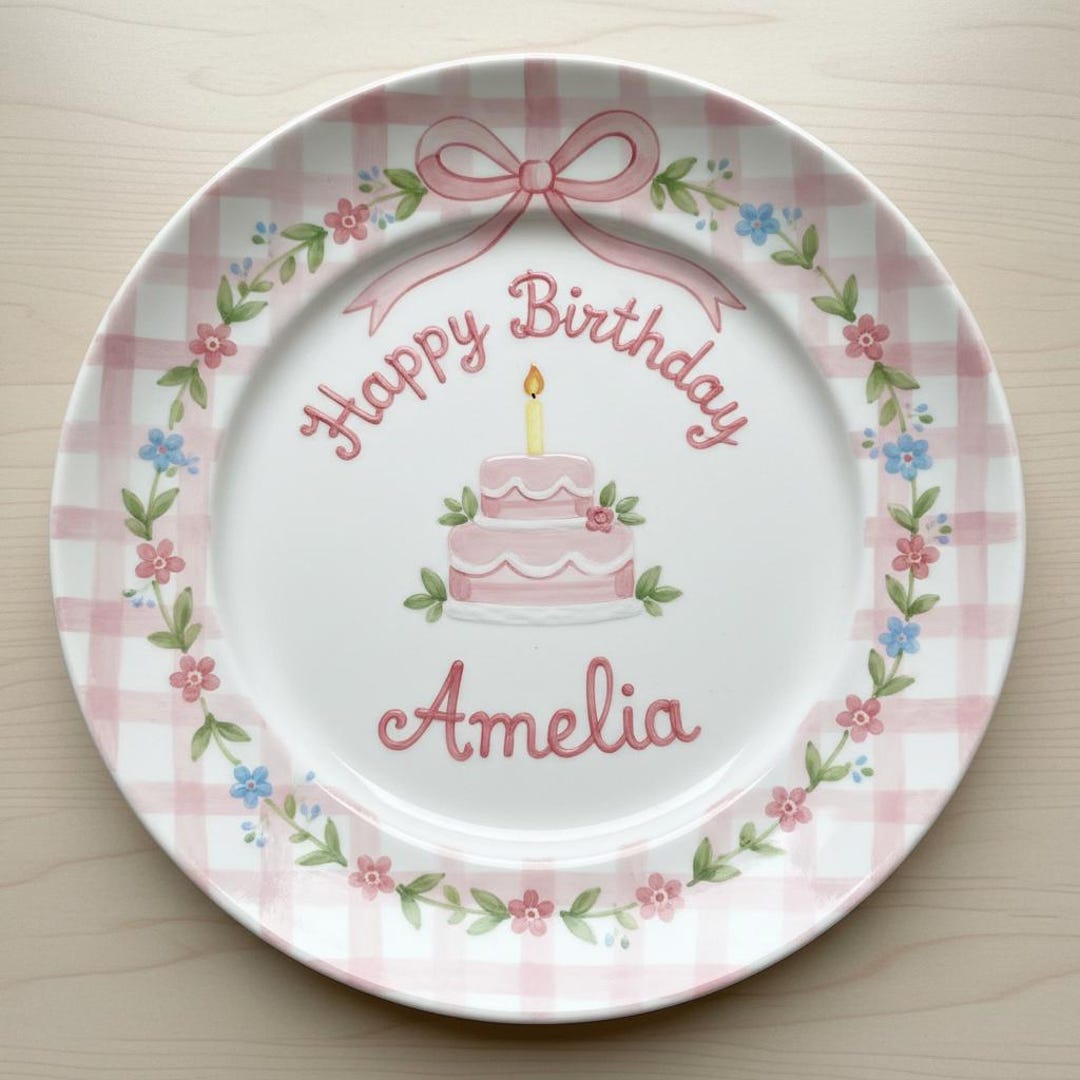 Personalized Hand-Painted Ceramic Birthday Plate - PN10