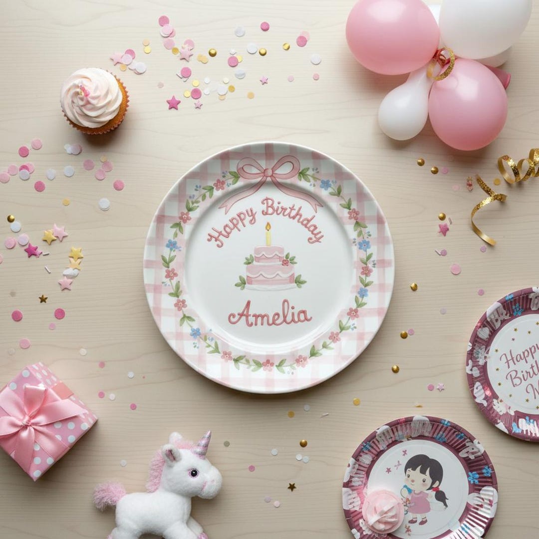 Personalized Hand-Painted Ceramic Birthday Plate - PN10