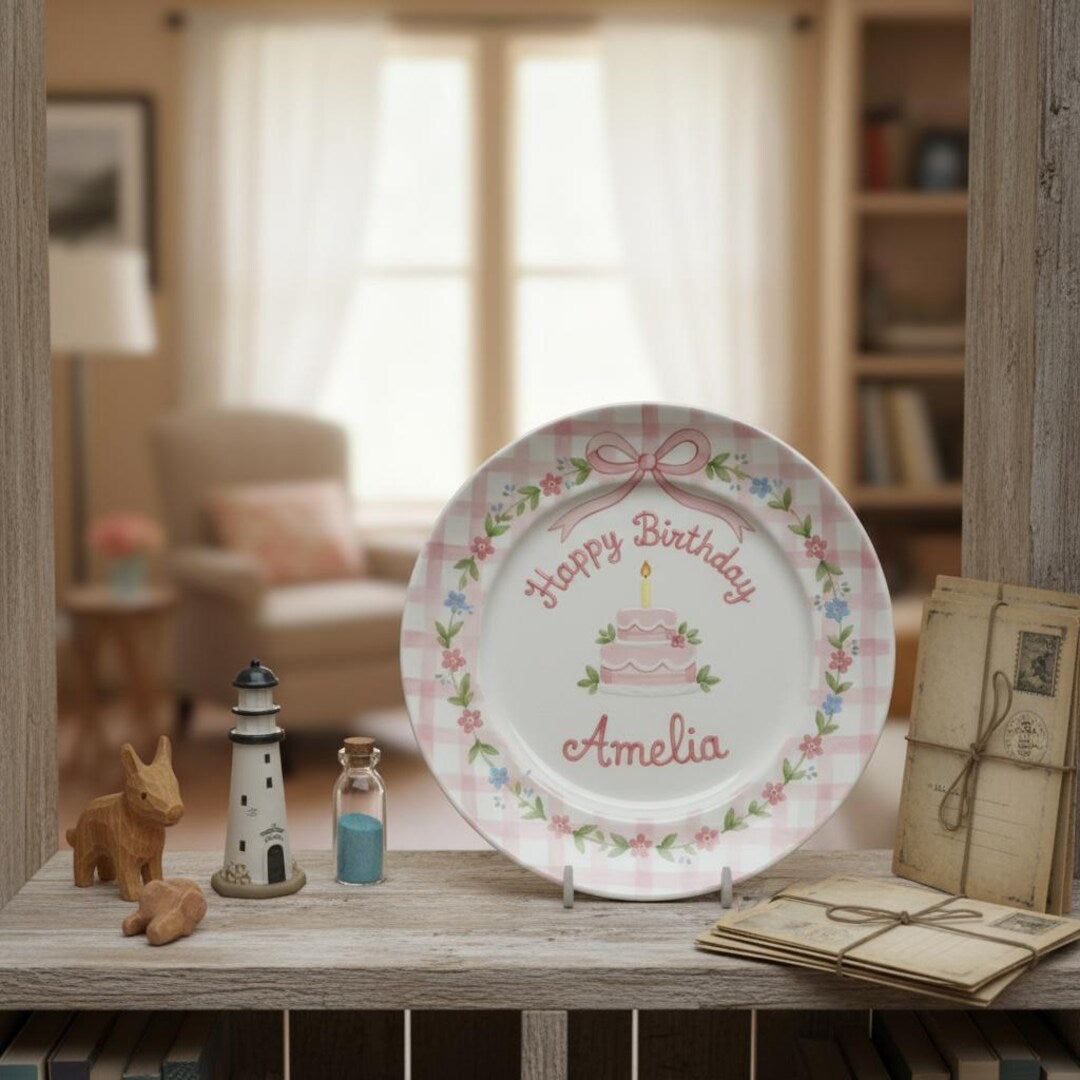 Personalized Hand-Painted Ceramic Birthday Plate - PN10