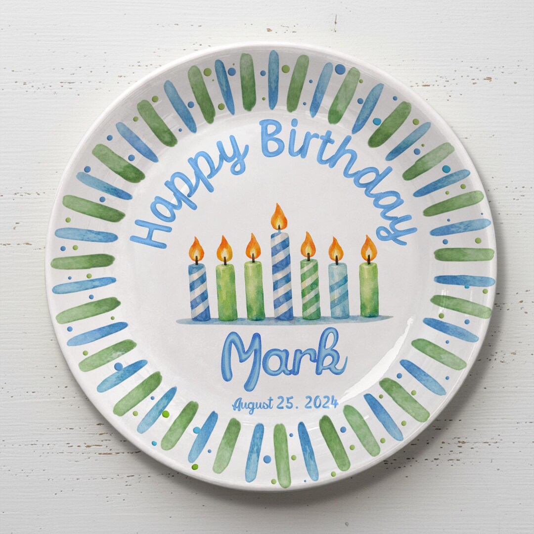Personalized Hand-Painted Ceramic Birthday Plate - PN17