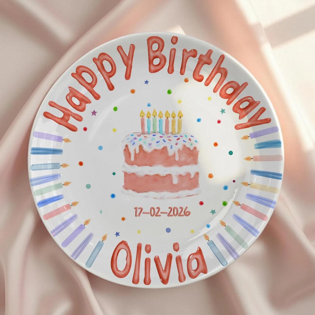 Personalized Hand-Painted Ceramic Birthday Plate - PN16