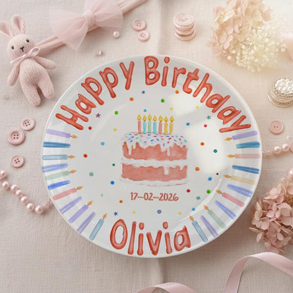 Personalized Hand-Painted Ceramic Birthday Plate - PN16