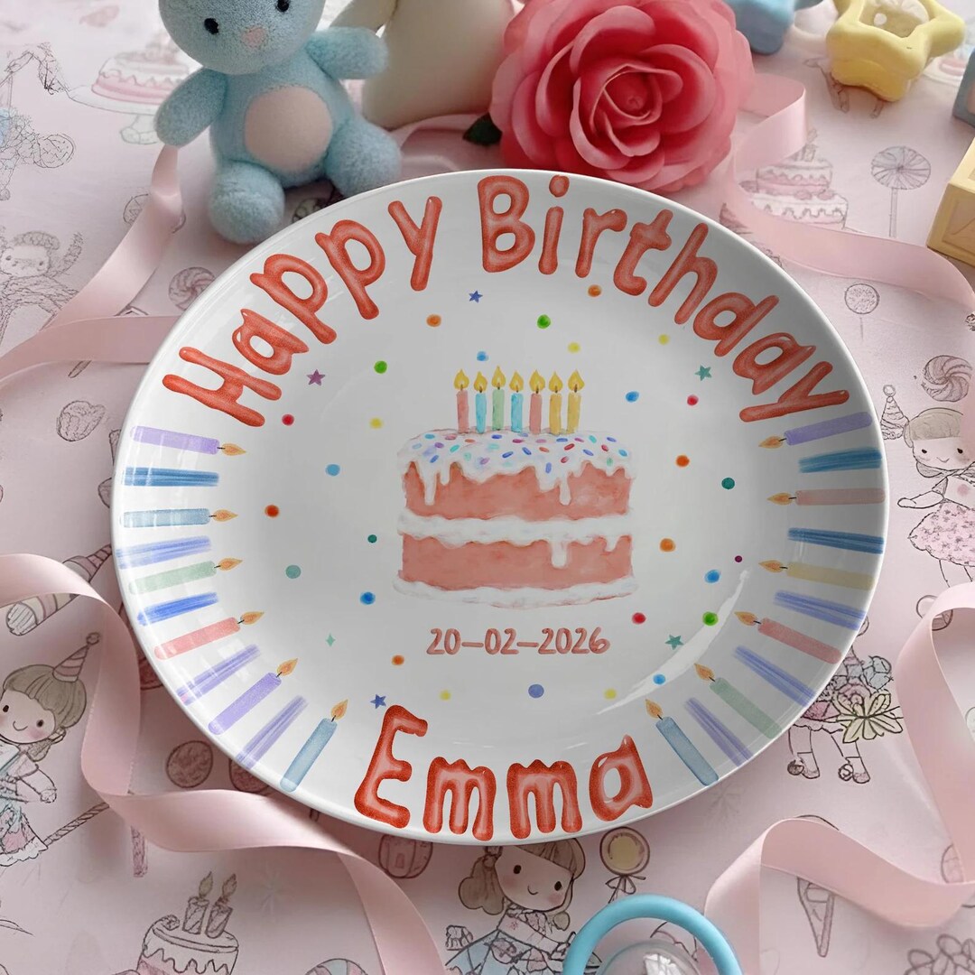 Personalized Hand-Painted Ceramic Birthday Plate - PN16