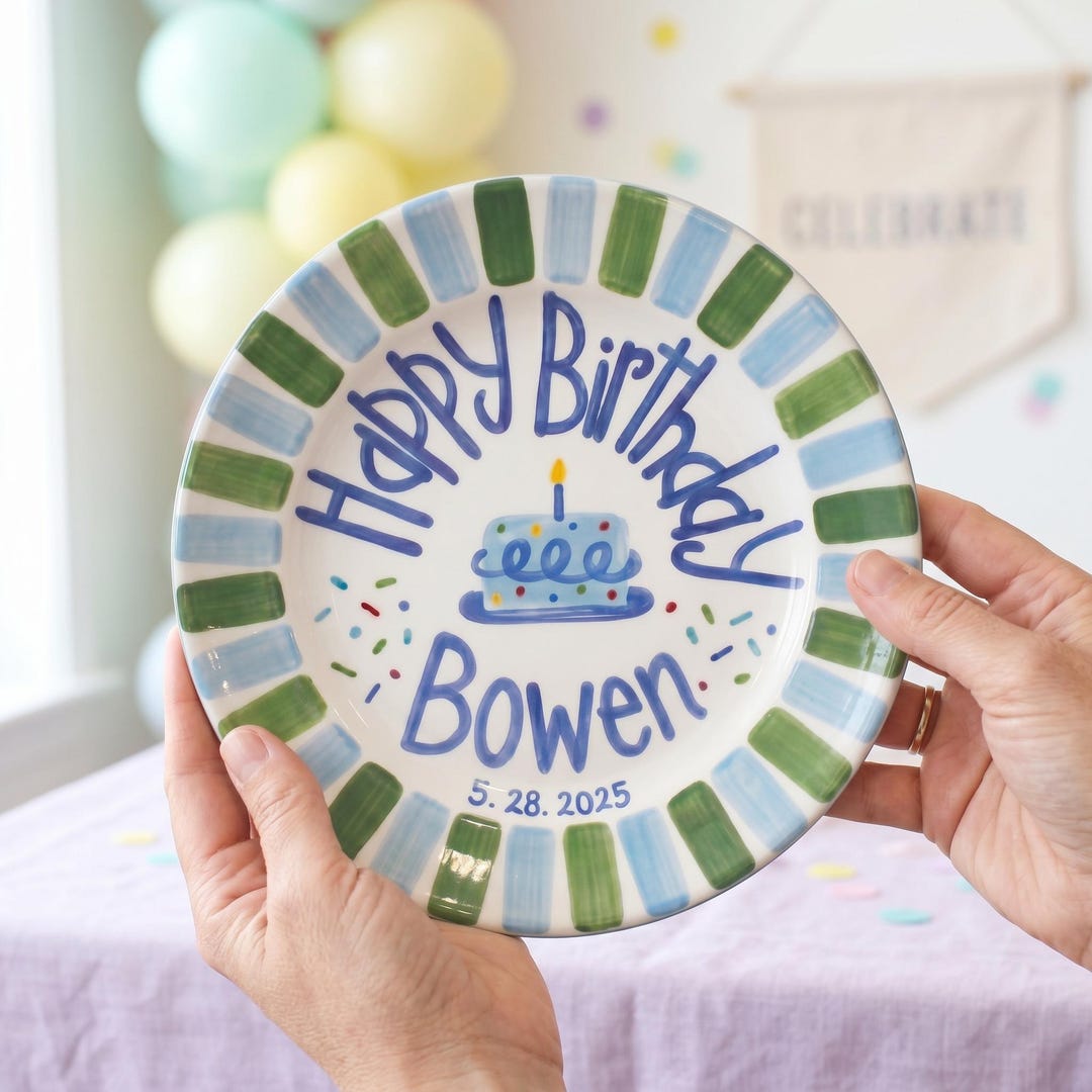 Personalized Hand-Painted Ceramic Birthday Plate - PN14