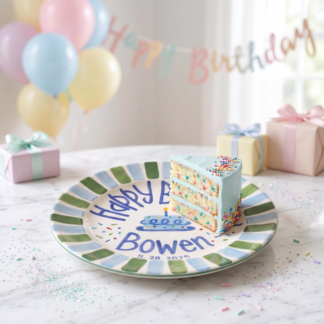 Personalized Hand-Painted Ceramic Birthday Plate - PN14