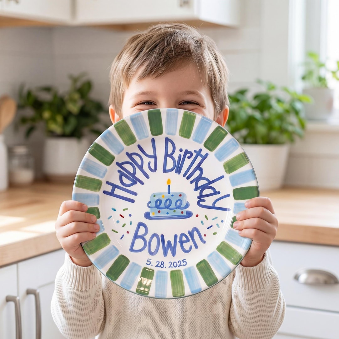 Personalized Hand-Painted Ceramic Birthday Plate - PN14