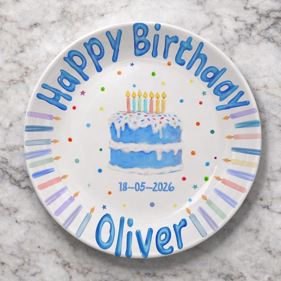 Personalized Hand-Painted Ceramic Birthday Plate - PN16