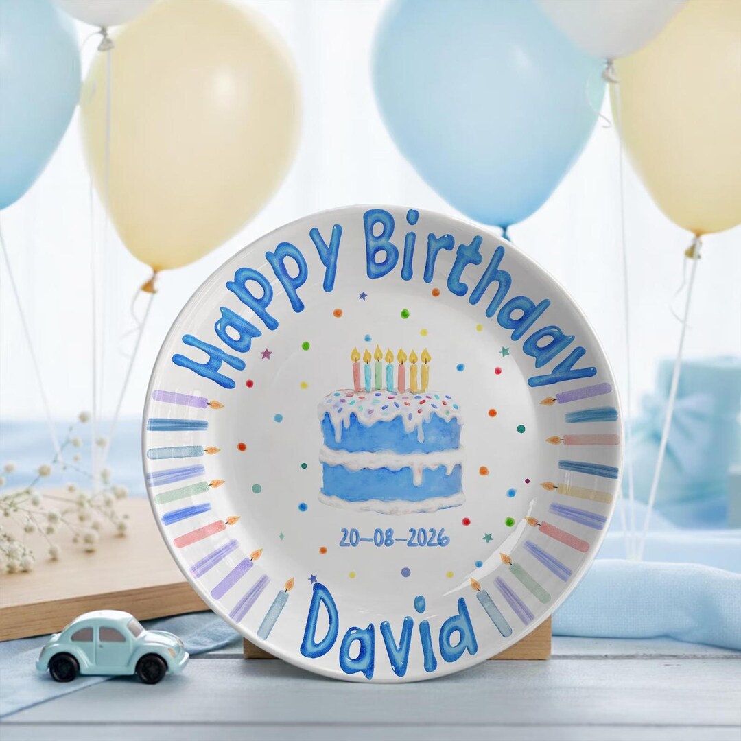 Personalized Hand-Painted Ceramic Birthday Plate - PN16