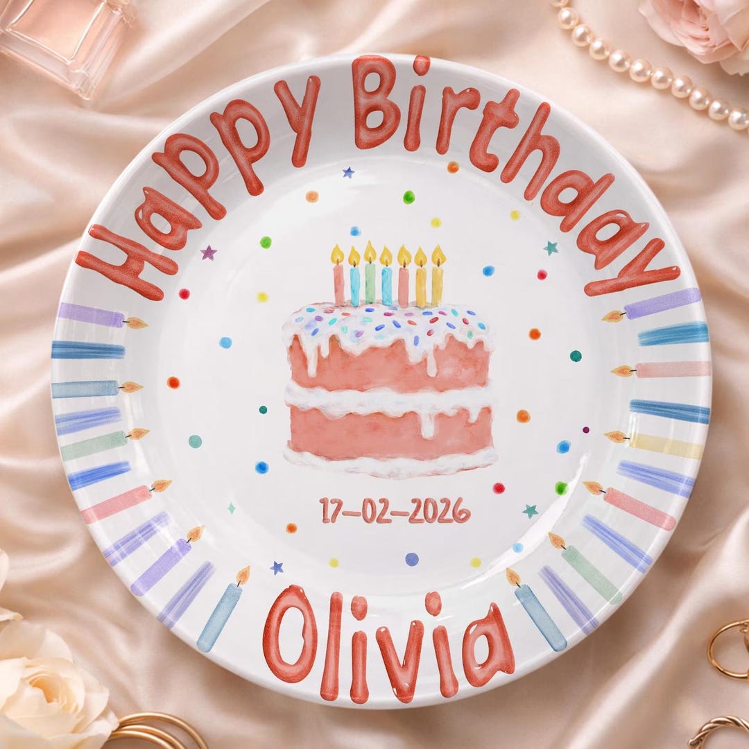 Personalized Hand-Painted Ceramic Birthday Plate - PN16