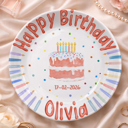 Personalized Hand-Painted Ceramic Birthday Plate - PN16