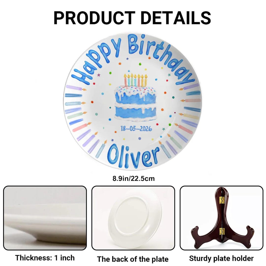 Personalized Hand-Painted Ceramic Birthday Plate - PN16