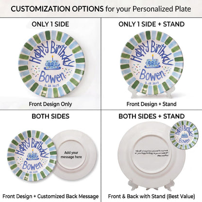 Personalized Hand-Painted Ceramic Birthday Plate - PN14