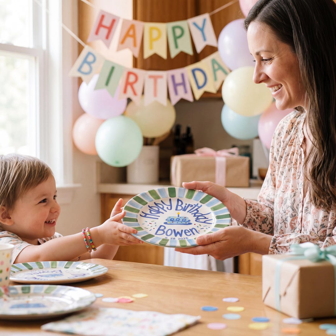 Personalized Hand-Painted Ceramic Birthday Plate - PN14